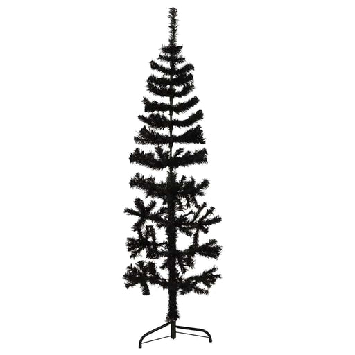 Jumătate brad de Crăciun subțire cu suport, negru, 120 cm - WALTI WALTI