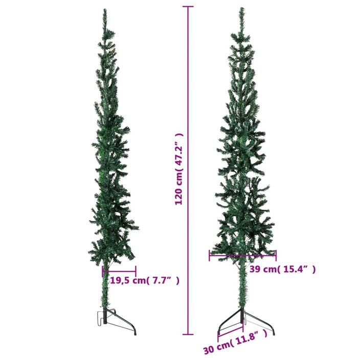 Jumătate brad de Crăciun subțire cu suport, verde, 120 cm - WALTI WALTI