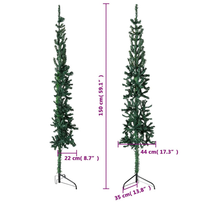 Jumătate brad de Crăciun subțire cu suport, verde, 150 cm - WALTI WALTI