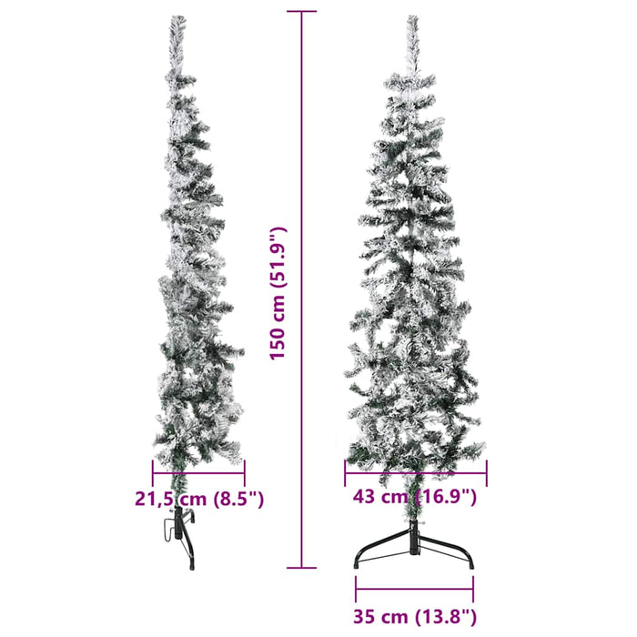 Jumătate brad de Crăciun artificial subțire, cu zăpadă, 150 cm - WALTI WALTI