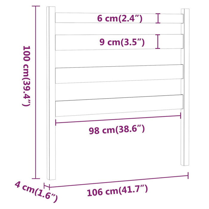 Tăblie de pat, alb, 106x4x100 cm, lemn masiv de pin - WALTI WALTI