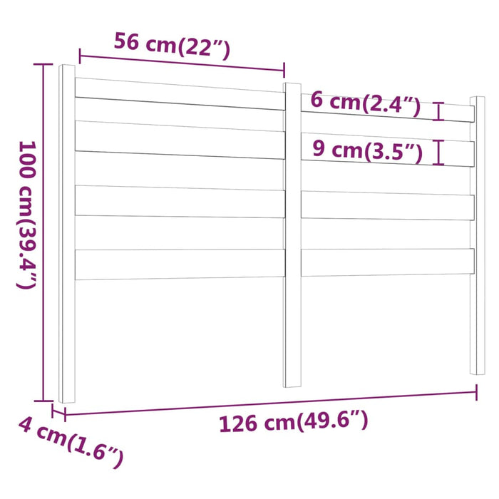 Tăblie de pat, gri, 126x4x100 cm, lemn masiv de pin - WALTI WALTI