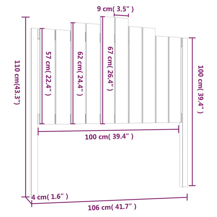 Tăblie de pat, gri, 106x4x110 cm, lemn masiv de pin - WALTI WALTI