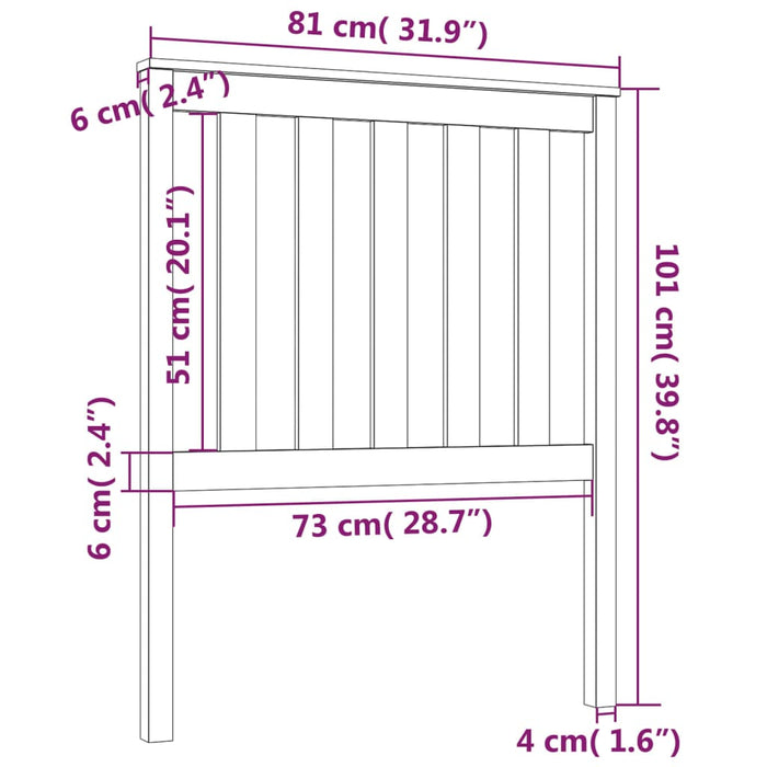 Tăblie de pat, gri, 81x6x101 cm, lemn masiv de pin - WALTI WALTI