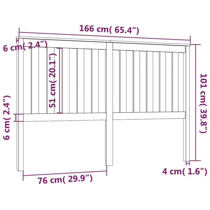 Tăblie de pat, gri, 166x6x101 cm, lemn masiv de pin - WALTI WALTI