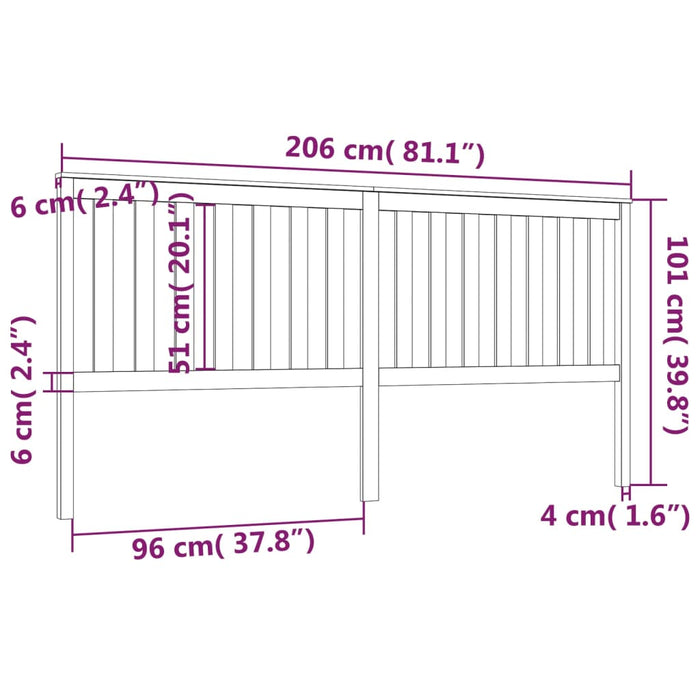 Tăblie de pat, negru, 206x6x101 cm, lemn masiv de pin - WALTI WALTI