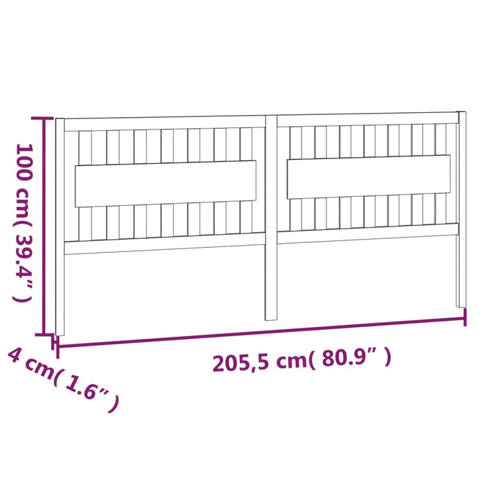 Tăblie de pat, gri, 205,5x4x100 cm, lemn masiv de pin WALTI
