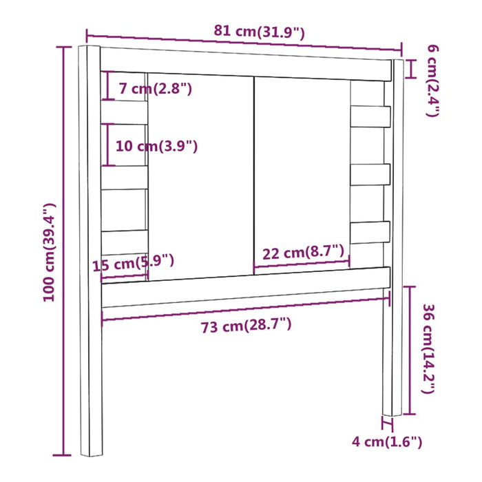 Tăblie de pat, gri, 81x4x100 cm, lemn masiv de pin - WALTI WALTI