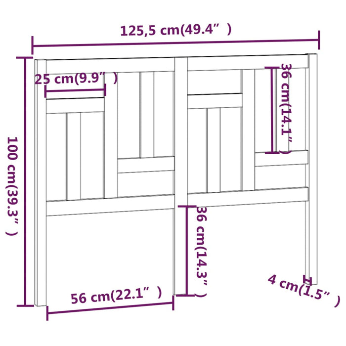 Tăblie de pat, gri, 125,5x4x100 cm, lemn masiv de pin - WALTI WALTI