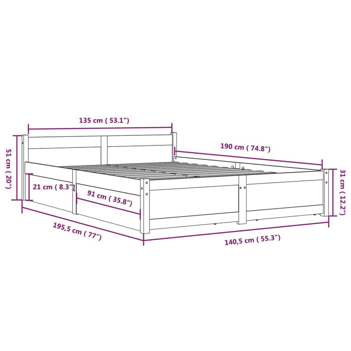 Cadru de pat cu sertare Double, 135x190 cm - WALTI WALTI