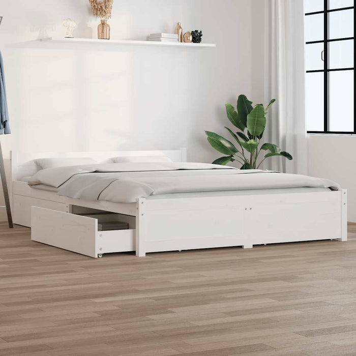 Cadru de pat cu sertare Double, alb, 135x190 cm - WALTI WALTI