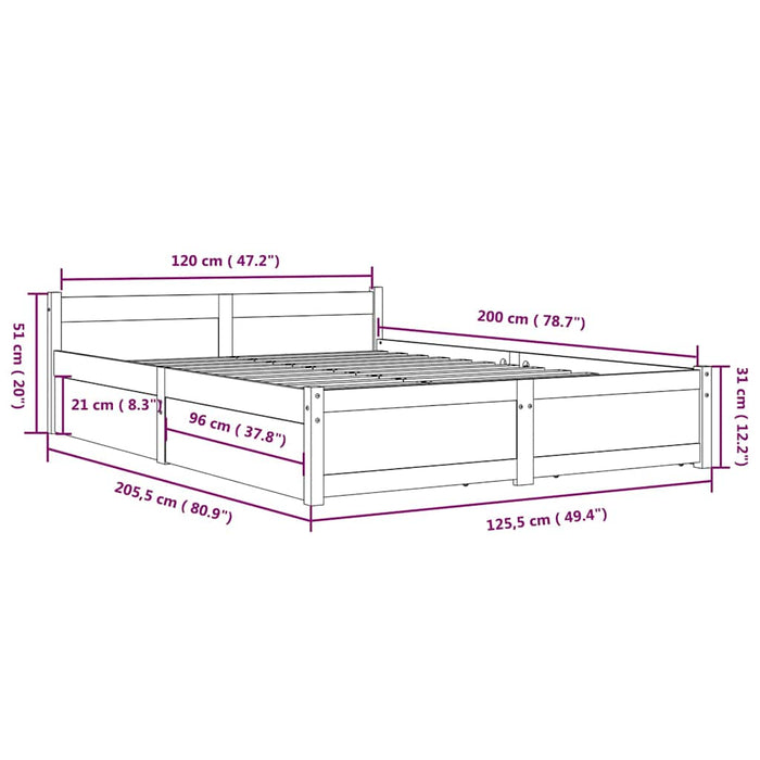 Cadru pat cu sertare, maro miere, 120x200 cm WALTI