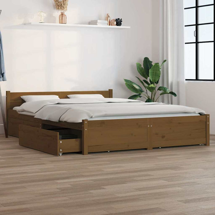 Cadru pat cu sertare, maro miere, 120x200 cm WALTI