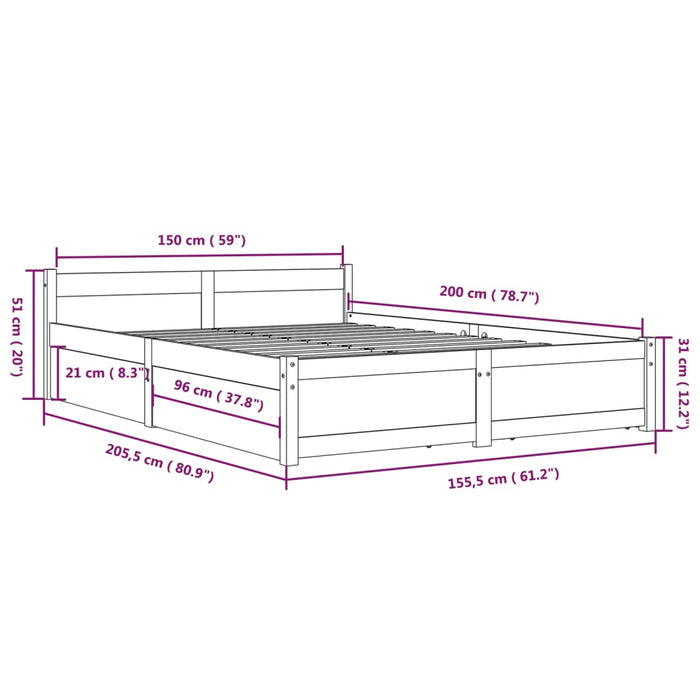 Cadru de pat cu sertare King Size, 150x200 cm - WALTI WALTI