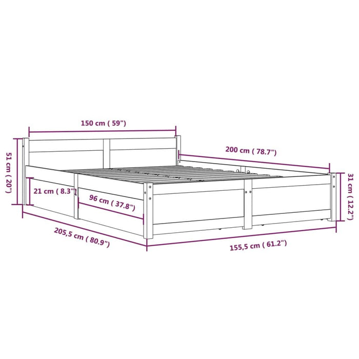 Cadru de pat cu sertare King Size, alb, 150x200 cm - WALTI WALTI