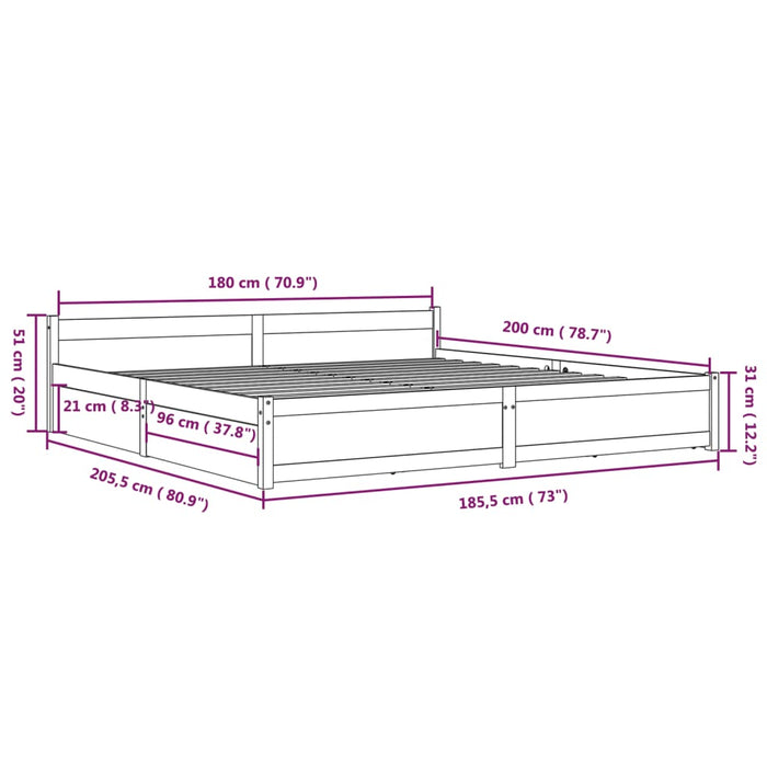 Cadru de pat cu sertare Super King, alb, 180x200 cm - WALTI WALTI