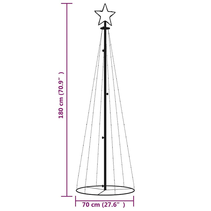 Brad de Crăciun conic, 108 LED-uri, multicolor, 70x180 cm WALTI