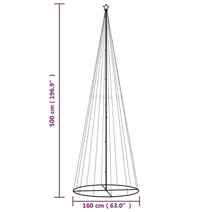 Brad de Crăciun conic, 732 LED-uri, multicolor, 160x500 cm - WALTI WALTI