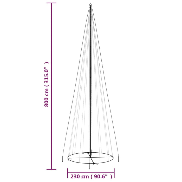 Brad de Crăciun conic, 1134 LED-uri, alb cald, 230x800 cm WALTI