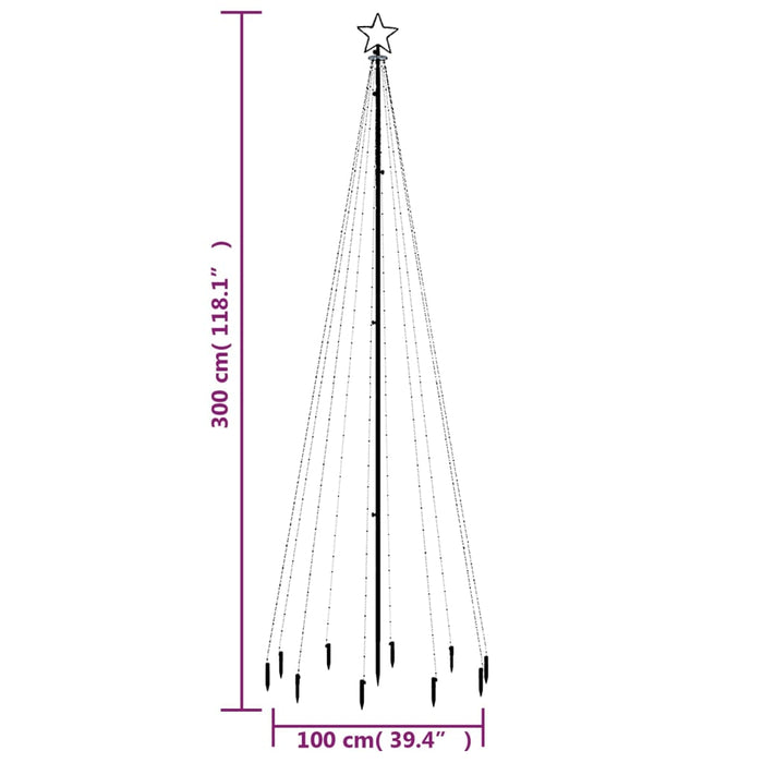 Brad de Crăciun, 310 LED-uri, alb cald, 300 cm, cu țăruș - WALTI WALTI