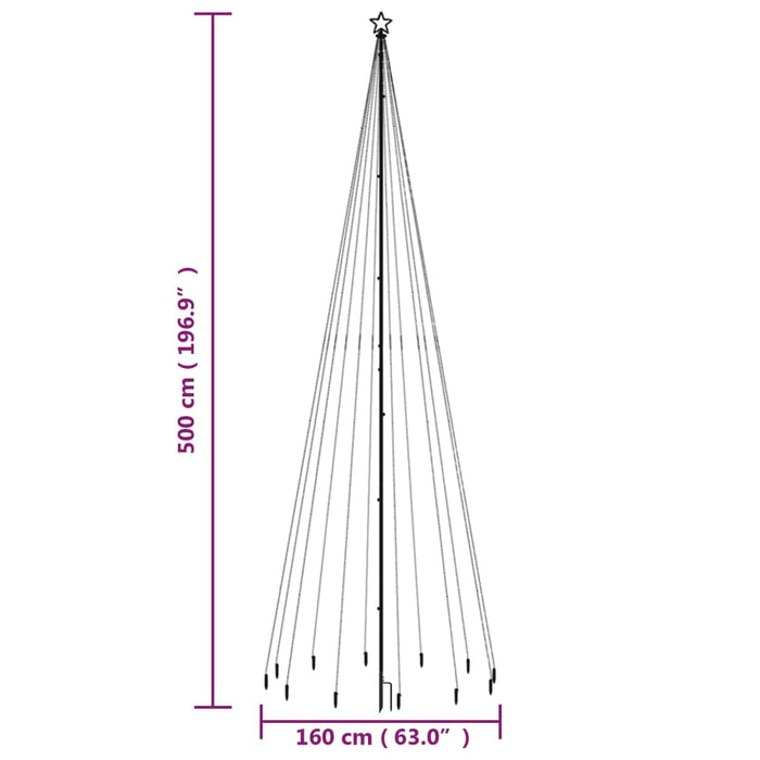 Brad de Crăciun cu țăruș, 732 LED-uri, alb rece, 500 cm WALTI