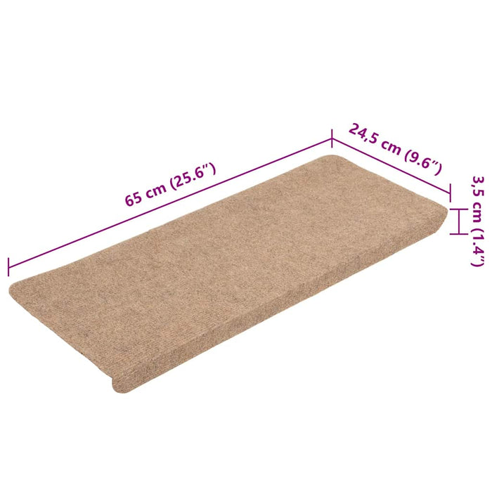 Covorașe scări autoadezive, 15 buc., bej, 65x24,5x3,5 cm - WALTI WALTI