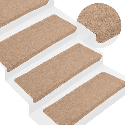 Covorașe scări autoadezive, 15 buc., bej, 65x24,5x3,5 cm - WALTI WALTI