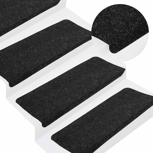 Covorașe scări autoadezive, 15 buc., antracit, 65x24,5x3,5 cm - WALTI WALTI