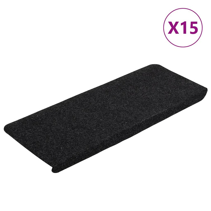 Covorașe scări autoadezive, 15 buc., negru, 65x24,5x3,5 cm - WALTI WALTI