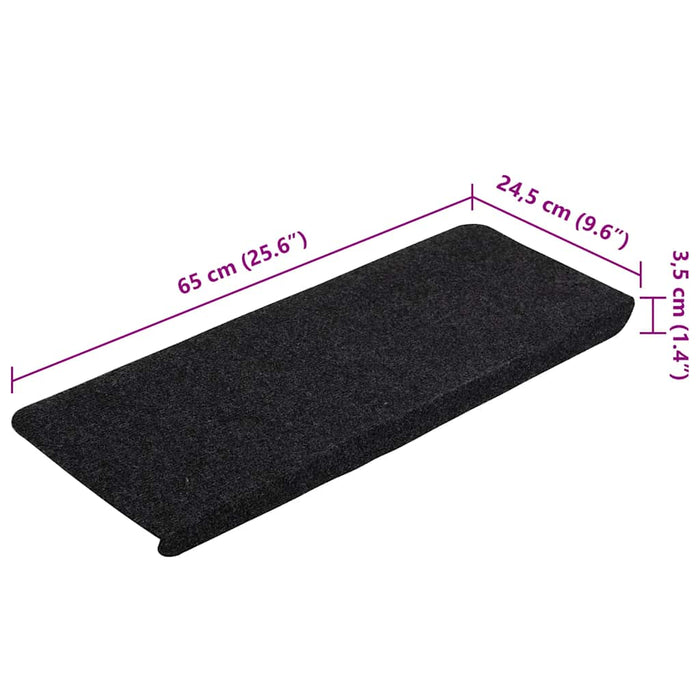 Covorașe scări autoadezive, 15 buc., negru, 65x24,5x3,5 cm - WALTI WALTI