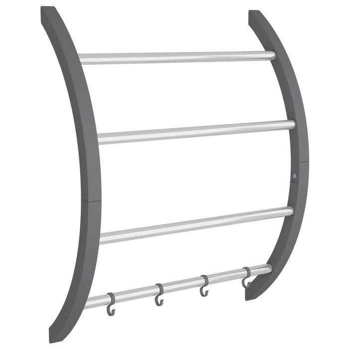 Suport pentru prosoape cu cârlige argintiu 56x16x72 cm aluminiu WALTI