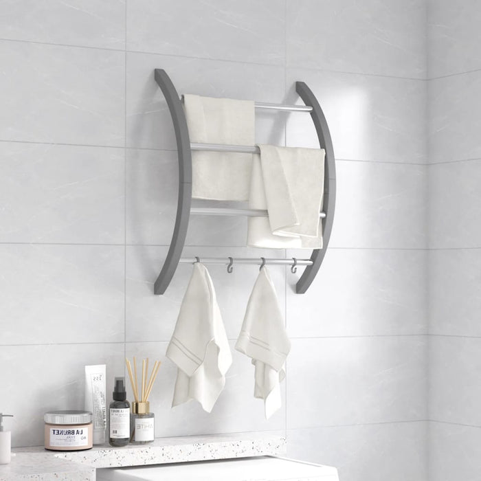 Suport pentru prosoape cu cârlige argintiu 56x16x72 cm aluminiu WALTI
