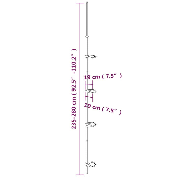 Raft de colț pentru duș telescopic 4 niveluri argintiu aluminiu - WALTI WALTI