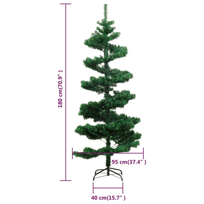 Brad Crăciun pre-iluminat ondulat cu suport, verde, 180 cm, PVC - WALTI WALTI