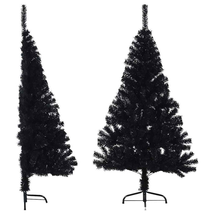 Jumătate brad de Crăciun artificial cu suport, negru 120 cm PVC - WALTI WALTI
