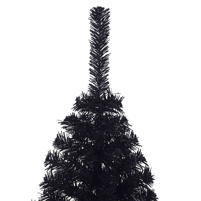 Jumătate brad de Crăciun artificial cu suport, negru 120 cm PVC - WALTI WALTI