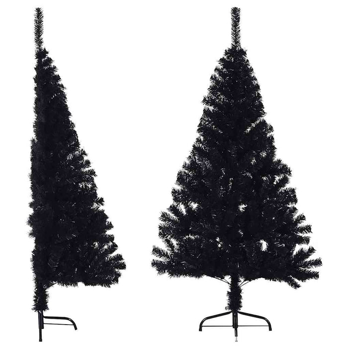 Jumătate de brad de Crăciun cu suport, negru, 150 cm, PVC - WALTI WALTI