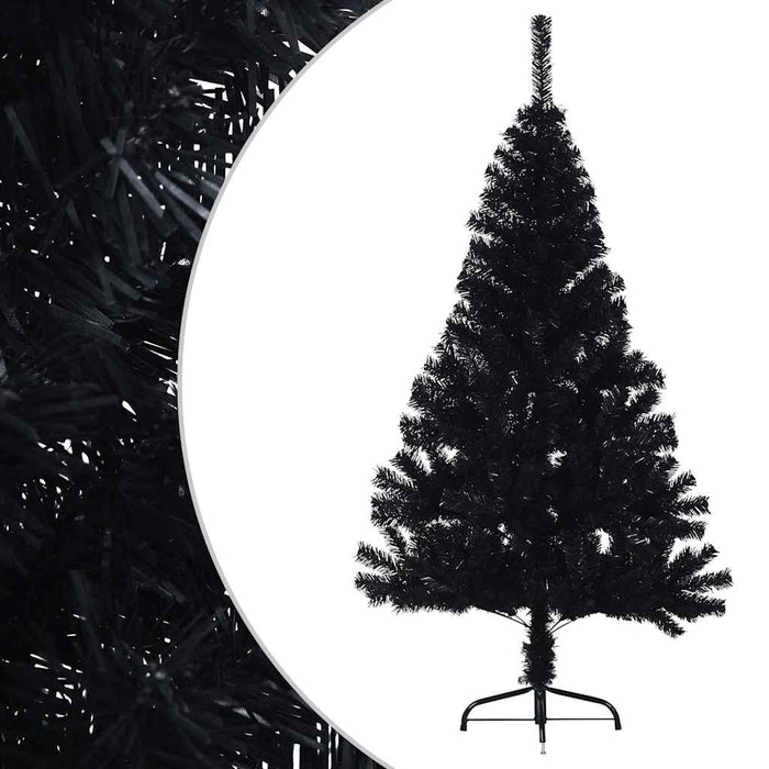 Jumătate de brad de Crăciun cu suport, negru, 150 cm, PVC - WALTI WALTI