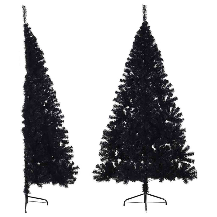 Jumătate brad de Crăciun artificial cu suport, negru 210 cm PVC WALTI