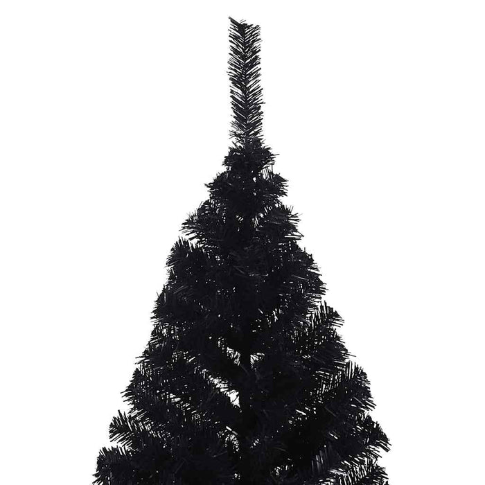 Jumătate brad de Crăciun artificial cu suport, negru 210 cm PVC WALTI