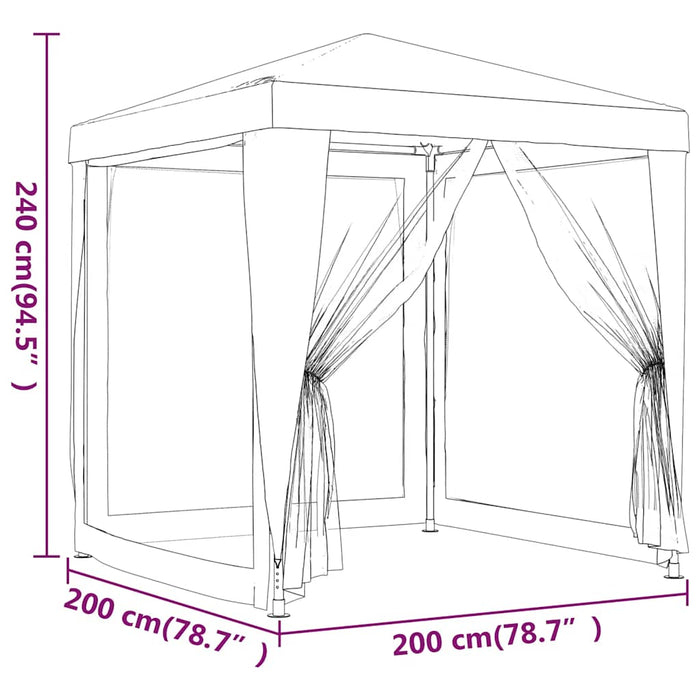 Cort de petrecere cu 4 pereți din plasă, albastru, 2x2 m, HDPE - WALTI WALTI