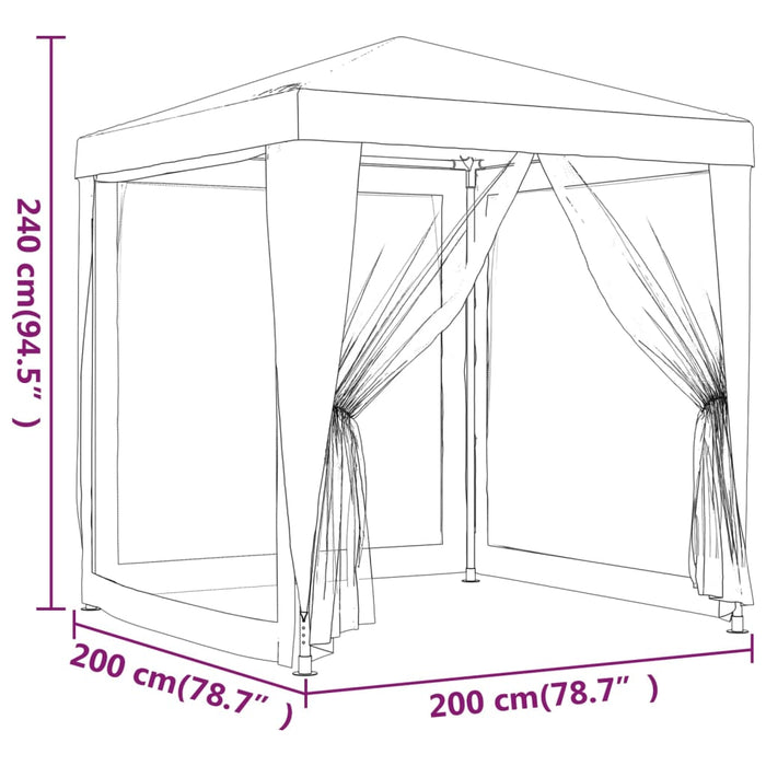 Cort de petrecere cu 4 pereți din plasă, roșu, 2x2 m, HDPE - WALTI WALTI