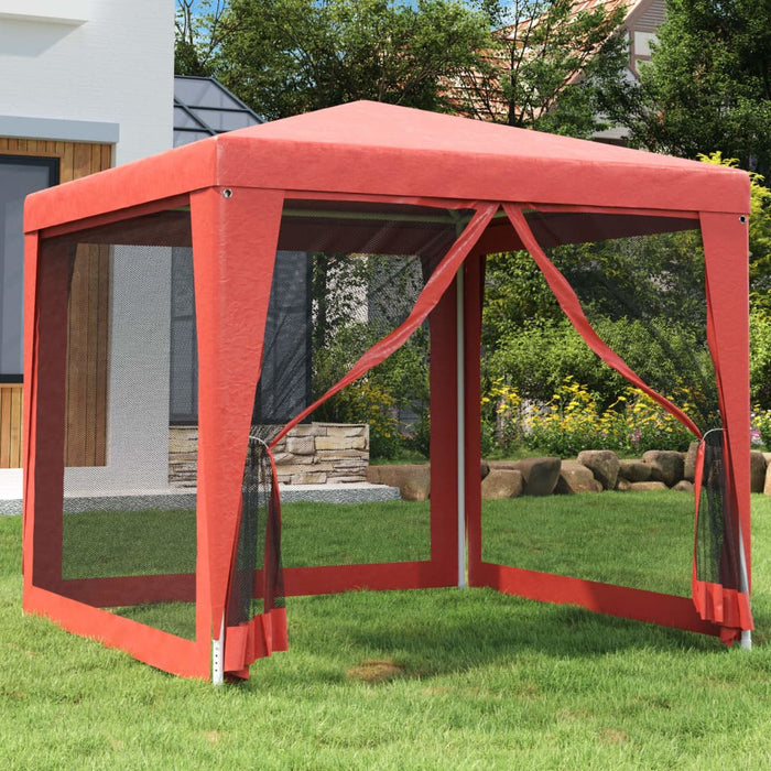 Cort de petrecere cu 4 pereți din plasă, roșu, 2,5x2,5 m, HDPE - WALTI WALTI