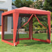 Cort de petrecere cu 4 pereți din plasă, roșu, 2,5x2,5 m, HDPE - WALTI WALTI