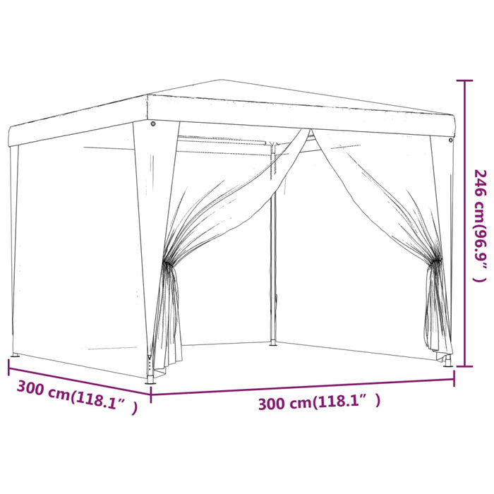 Cort de petrecere cu 4 pereți din plasă, antracit, 3x3 m, HDPE - WALTI WALTI