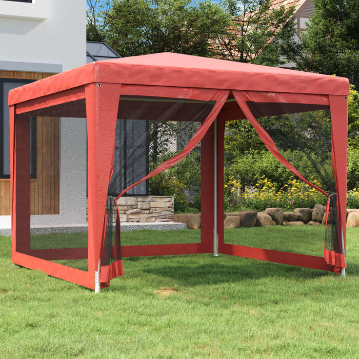 Cort de petrecere cu 4 pereți din plasă, roșu, 3x3 m, HDPE - WALTI WALTI