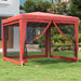 Cort de petrecere cu 4 pereți din plasă, roșu, 3x3 m, HDPE - WALTI WALTI