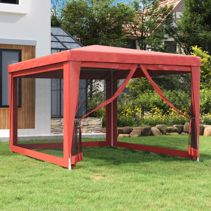 Cort de petrecere cu 4 pereți din plasă, roșu, 3x4 m, HDPE - WALTI WALTI