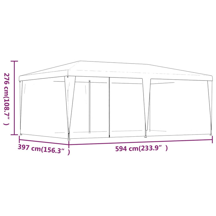 Cort de petrecere cu 6 pereți din plasă, verde, 6x4 m, HDPE WALTI