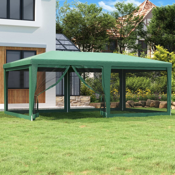 Cort de petrecere cu 6 pereți din plasă, verde, 6x4 m, HDPE WALTI